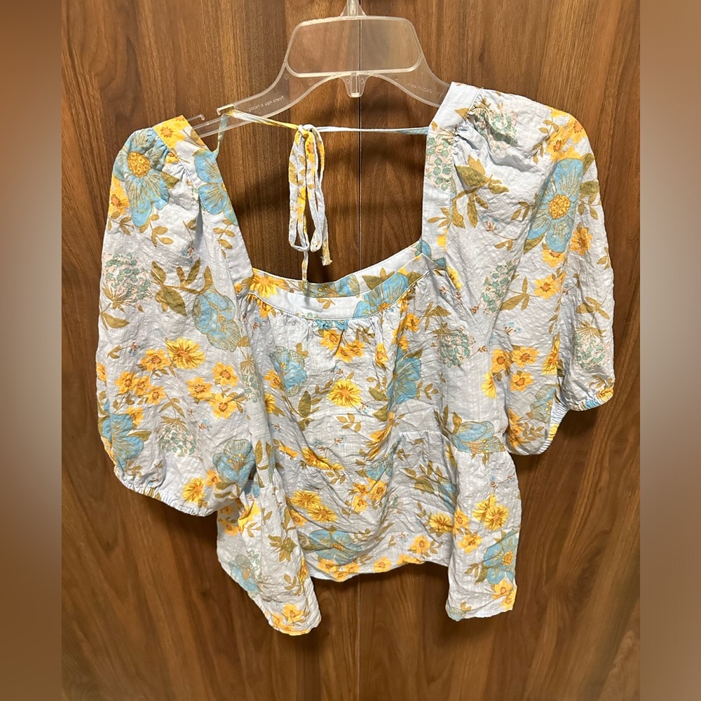 Ana Floral Peasant Blouse, Size XL - Picture 2 of 4